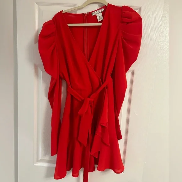 flying tomato red dress VIBRANT PETAL WOVEN MIDI DRESS
